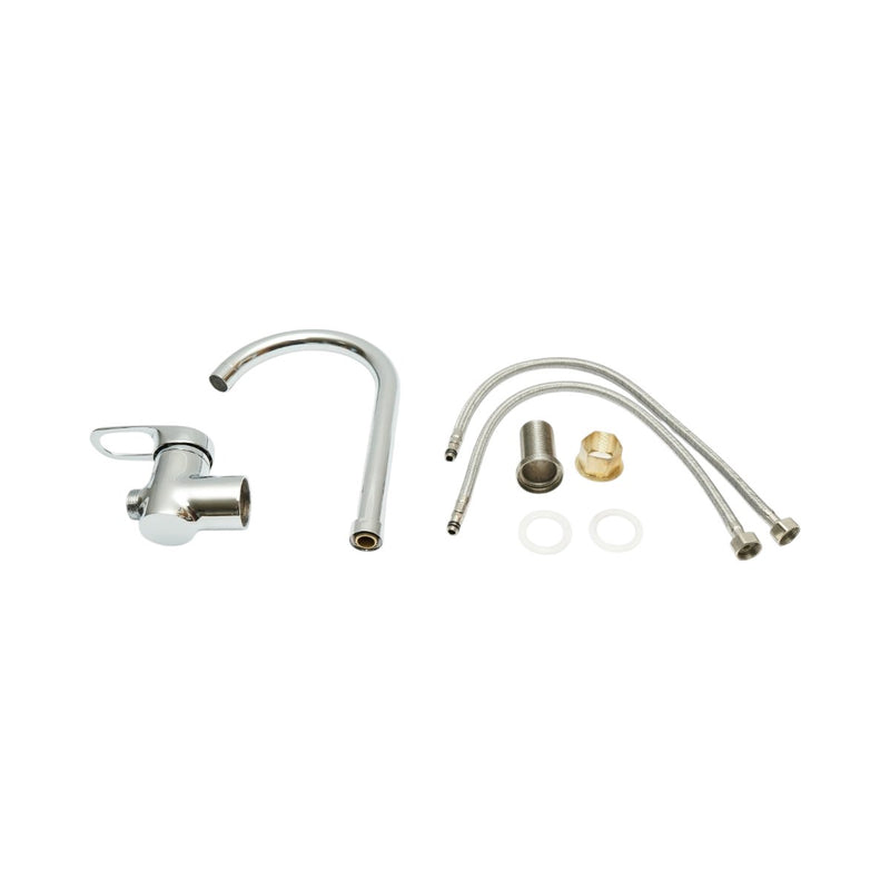 Miscelatore per lavello cucina con bocca alta, monocomando, finitura cromo lucido, flessibili inclusi Breckner Germany