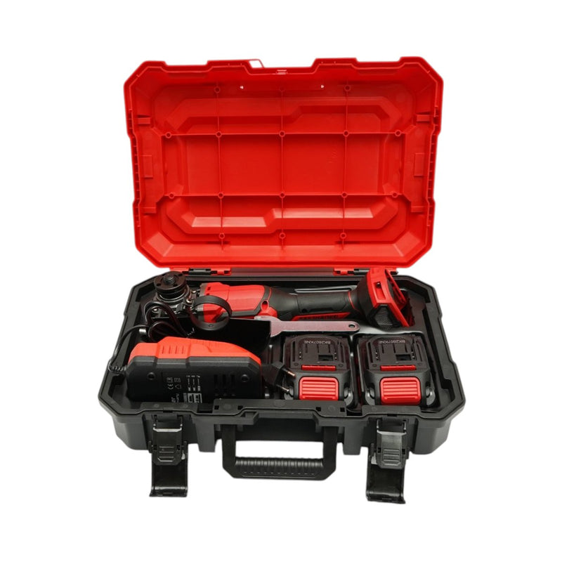 Smerigliatrice angolare da 1000 W con due batterie agli ioni di litio da 21 V e 4 Ah, disco da 125 mm, motore brushless, freno elettrico e 3 velocità (5000/7000/9500 giri/min) Breckner Germany