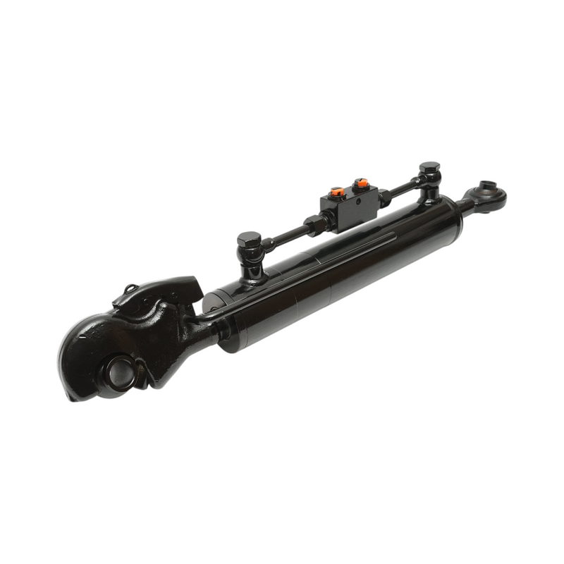 Tirante centrale idraulico regolabile 610–1000 mm, categoria 2-1, con attacco rapido da 25,4 mm, corsa 390 mm, perno da 19 mm, stelo da 35 mm.