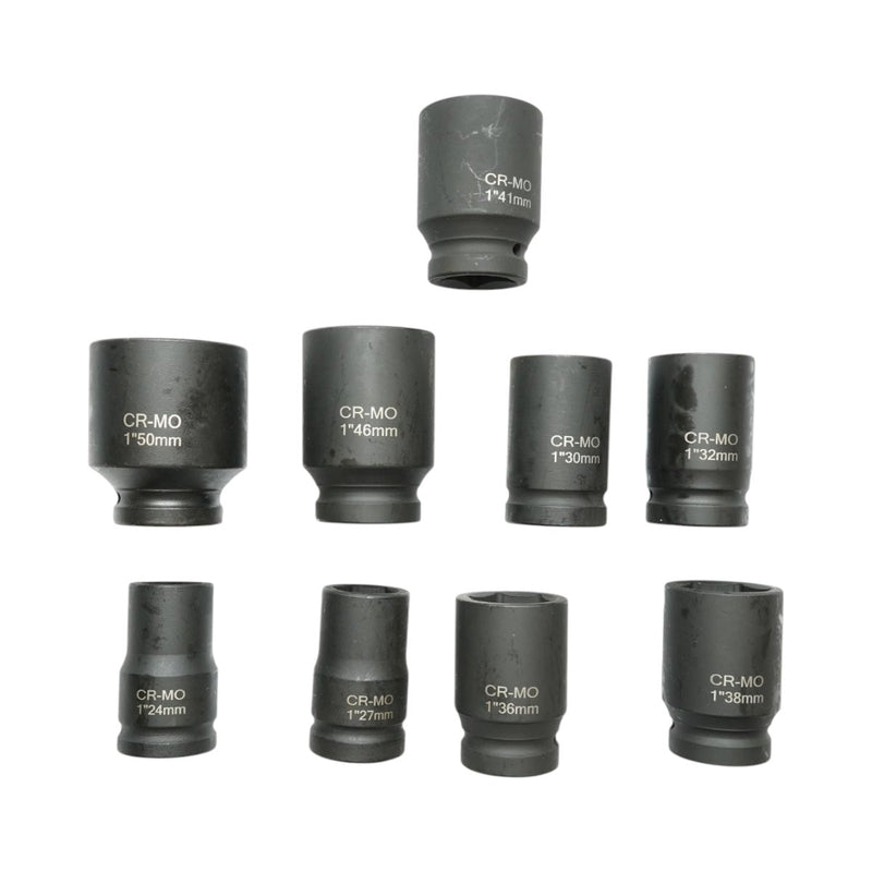 Set di 9 bussole a impatto, 24–50 mm, attacco da 1 pollice, Cr-Mo Breckner Germany