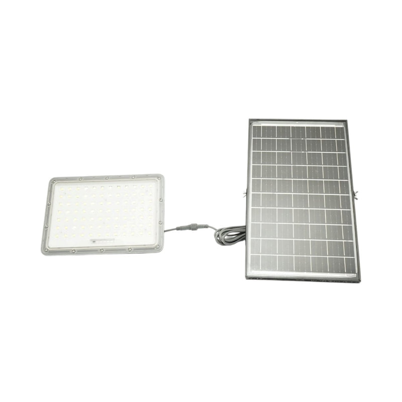 Faretto LED da 300 W, 6500 K, con pannello solare bifacciale da 30 W, batteria LiFePO4 da 15.000 mAh e telecomando (IP66) Breckner Germany