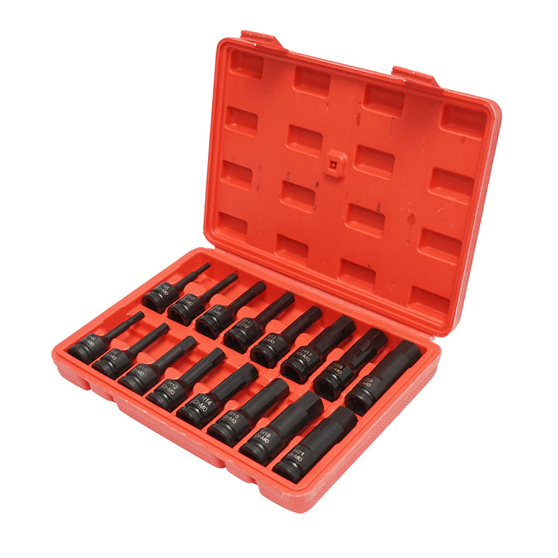 Set di chiavi a bussola esagonali lunghe H5-H21, quadrate da 1/2 pollice Cr-Mo 16 pezzi