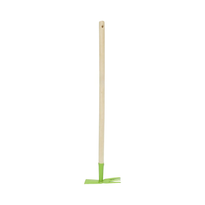 Zappa da giardino doppia con lama e 3 denti, manico in legno da 70 cm