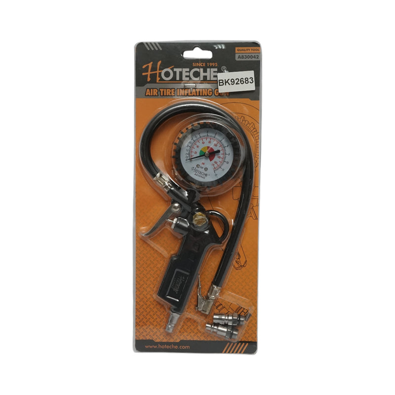 Pistola gonfiaggio pneumatici con tubo e manometro meccanico 0-12 bar Hoteche