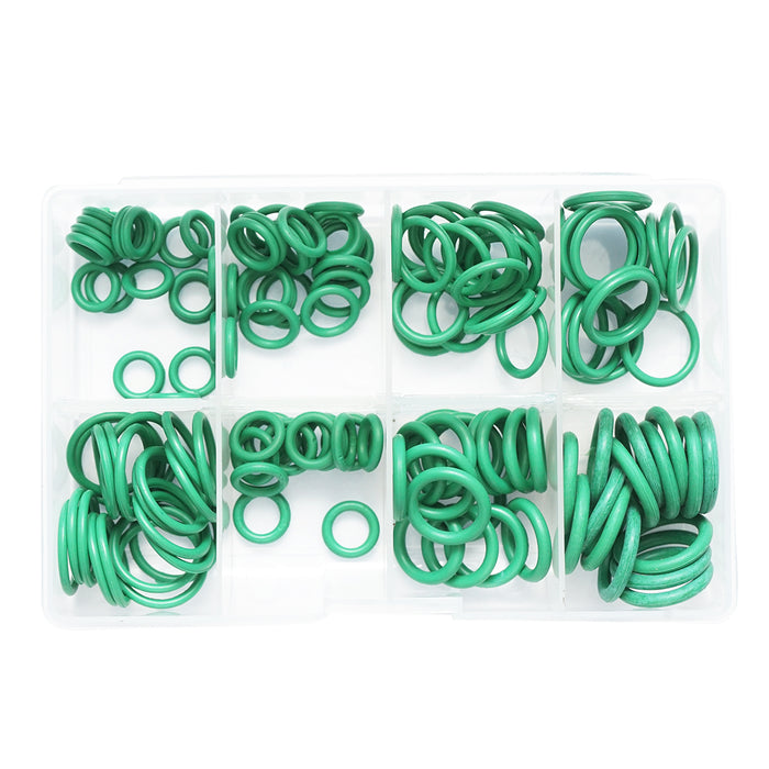 Kit O-ring verde da 145 pezzi per sistema di aria condizionata.