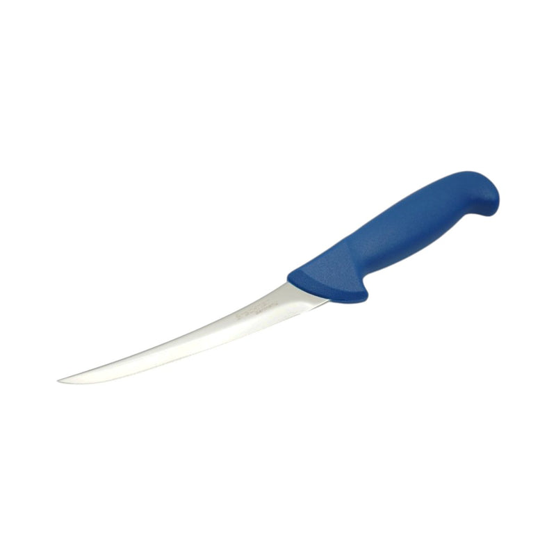 Coltello professionale curvo per disosso da 15 cm, lama in acciaio 5Cr15MoV, manico in nylon blu Breckner Germany