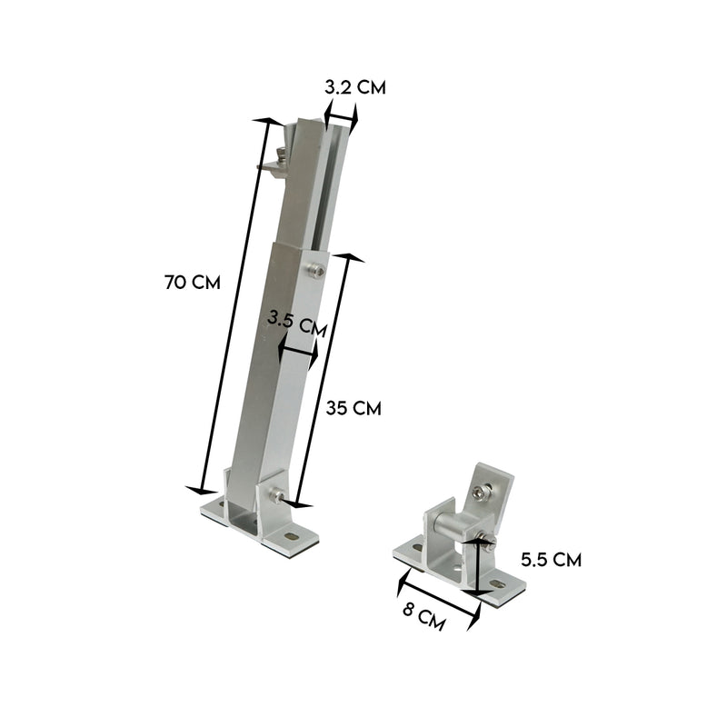 Set di supporti e sistema di montaggio per pannelli solari, inclinazione regolabile (15–35 gradi), Sistema A (20 mm)