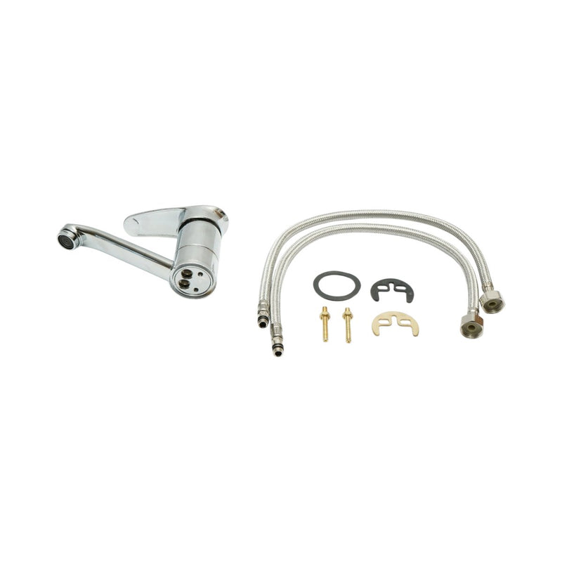 Miscelatore per lavello cucina con canna girevole, monocomando, finitura cromo lucido, flessibili inclusi Breckner Germany