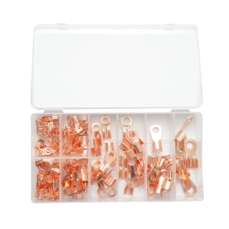 Kit di capicorda a occhiello in rame non isolati (10-100 A), 120 pezzi