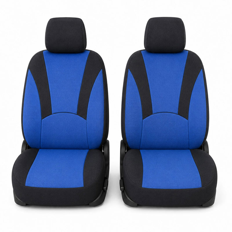 Set coprisedili auto universali blu-nero, materiale tessile 8 pezzi