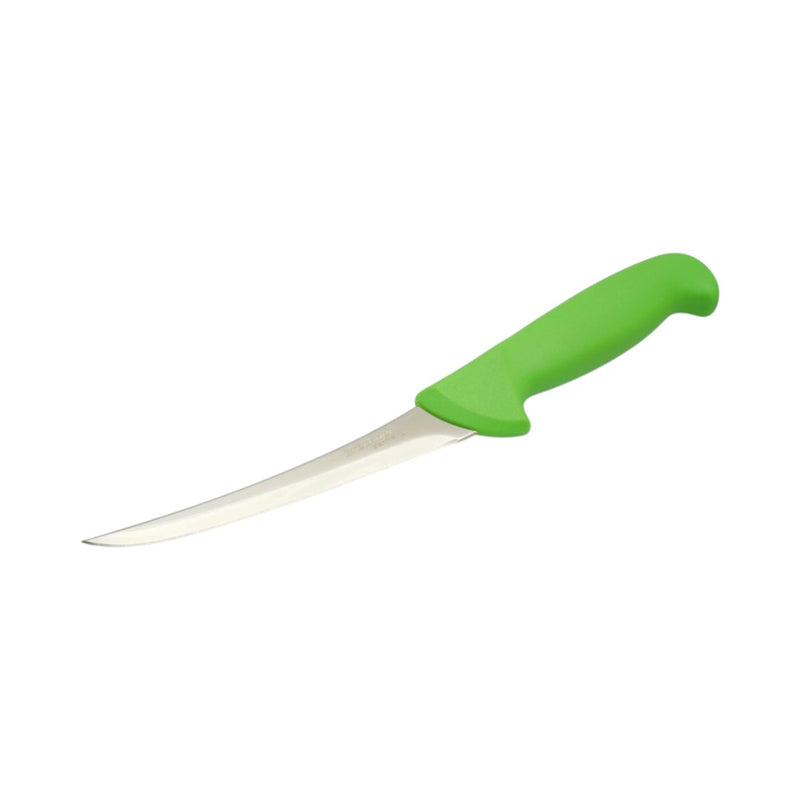Coltello professionale curvo per disosso da 15 cm, lama in acciaio 5Cr15MoV, manico in nylon verde. Breckner Germany