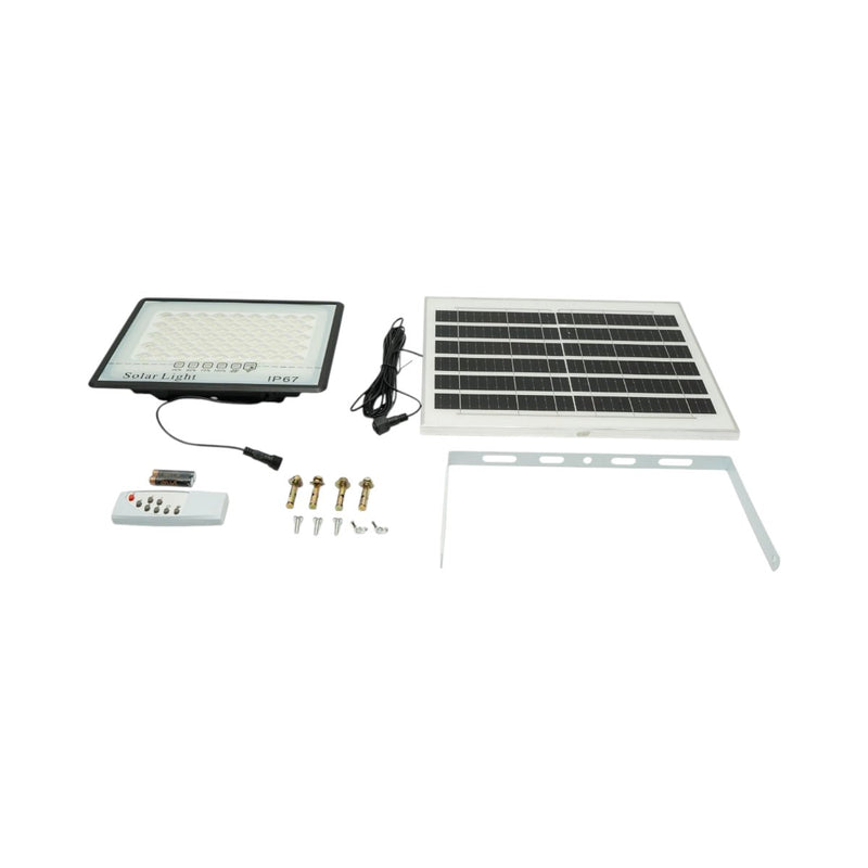 Faro LED da 100 W, 6500 K, con pannello solare da 12 W, batteria LiFePO4 da 8000 mAh e telecomando (IP67) Breckner Germany