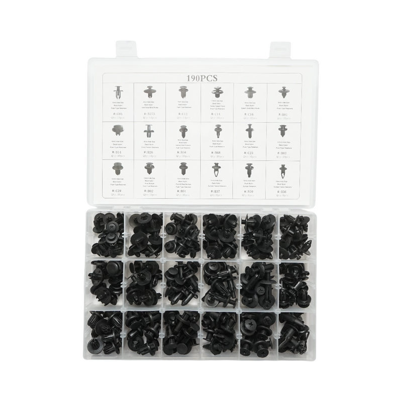 Set universale di clip in plastica per auto – 190 pezzi