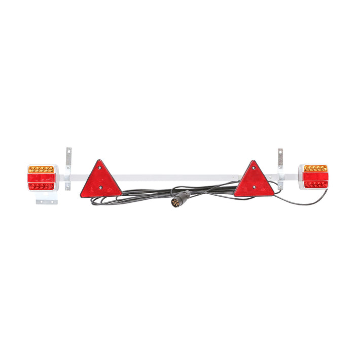 Gancio di traino regolabile 1000-1600 mm 2x lampada LED, 2x triangolo riflettente, cavo da 6 m e presa a 7 pin 12/24 V