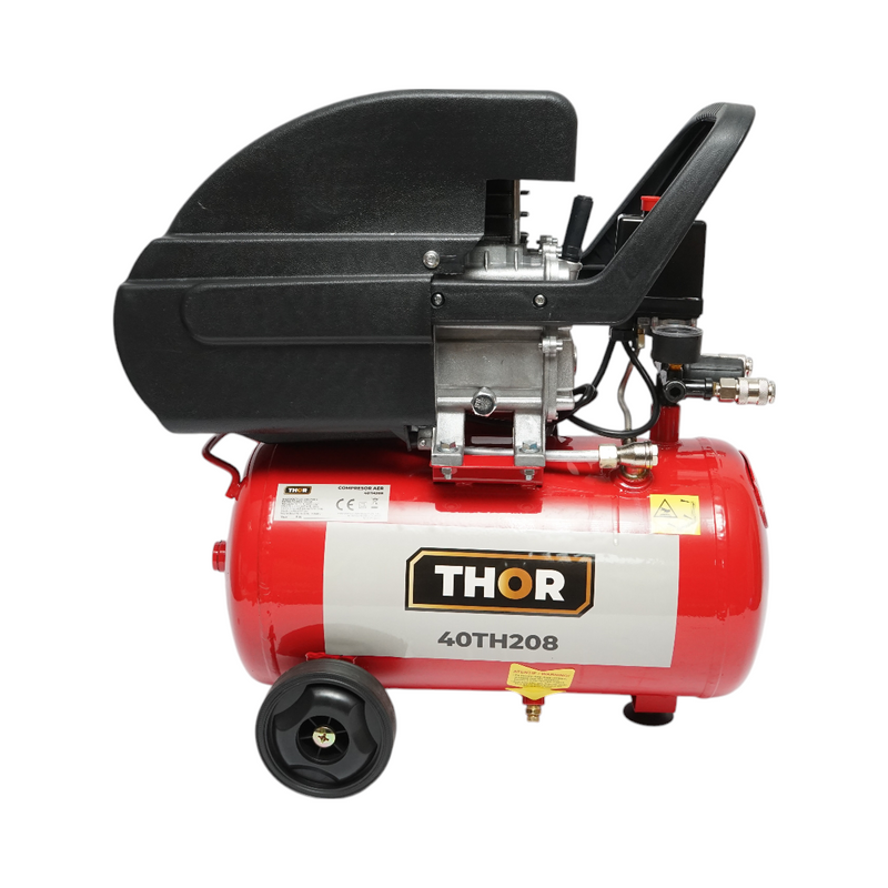 Compressore d'aria 24L, potenza motore 1,5KW/2HP, pressione massima 8 bar, volume aria aspirata 195L THOR