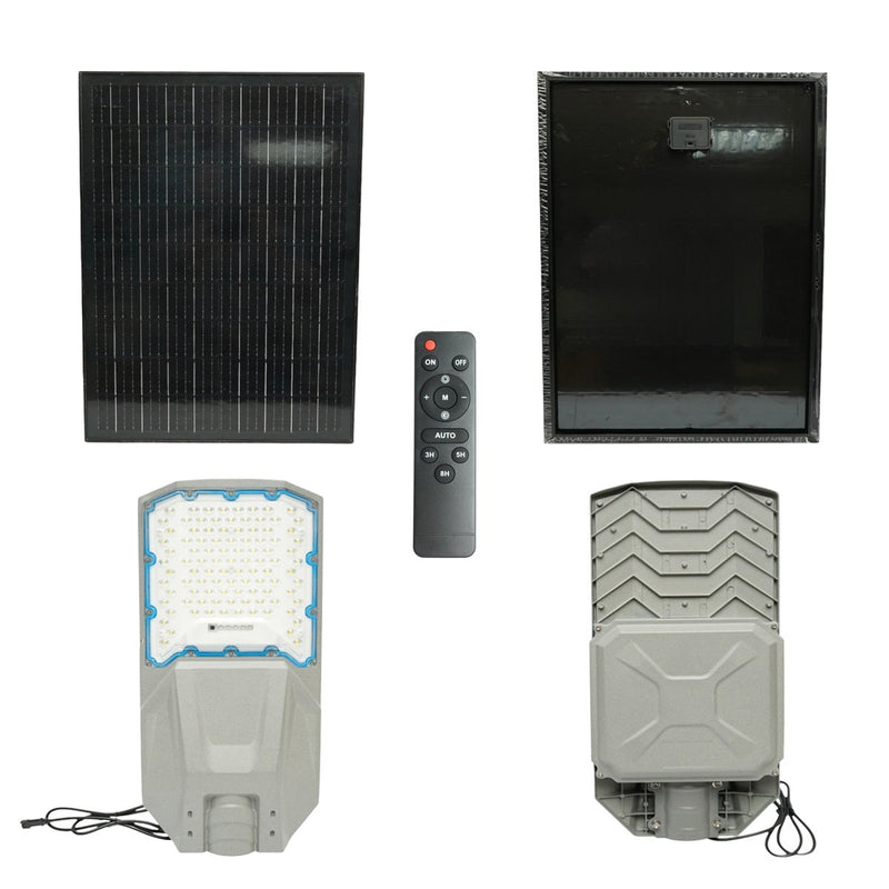 Lampione stradale a LED da 300 W, 6500 K, con pannello solare da 40 W, batteria LiFePO4 da 45.000 mAh, telecomando e staffa di montaggio. Breckner Germany