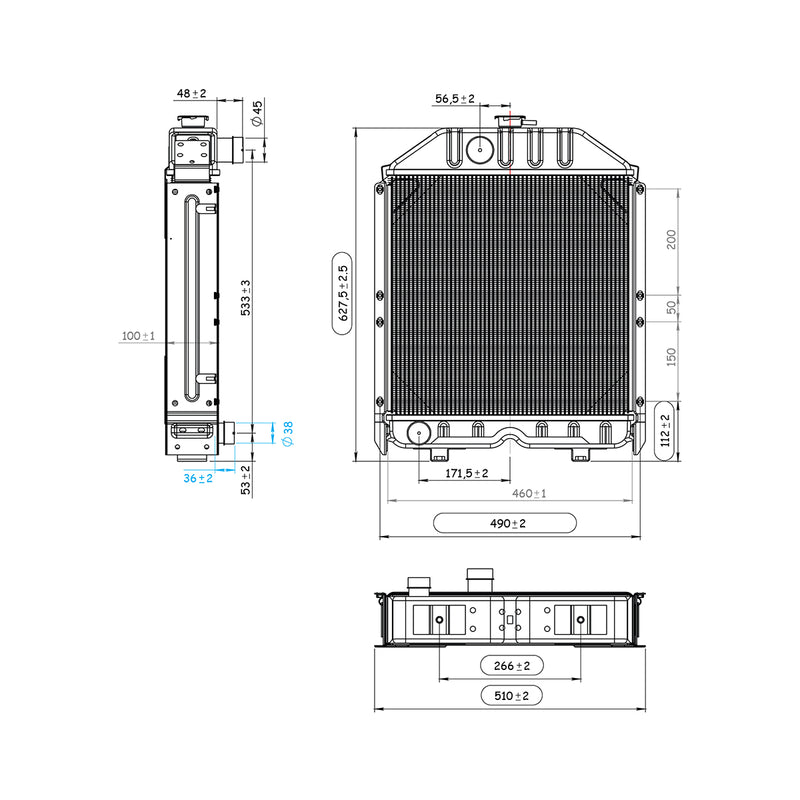 Radiatore di raffreddamento dell'acqua per New Holland, Fiat e Case IH, codici OEM 4981428, 5086417, 5096052, 150-283, 5096051, 5118306, 5096597, 5104821 e 5086417
