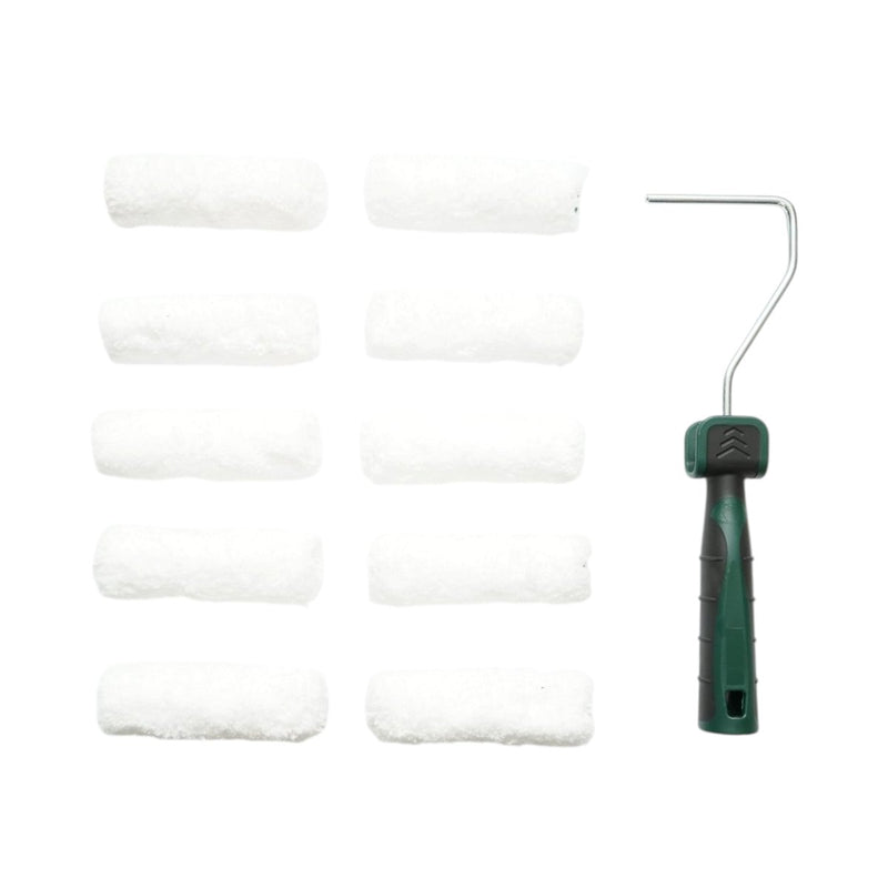 Set di mini rulli per verniciatura con 10 rulli in microfibra (10 cm), impugnatura bicomponente, vaschetta per vernice e rivestimento per vaschetta (13 pezzi) Breckner Germany