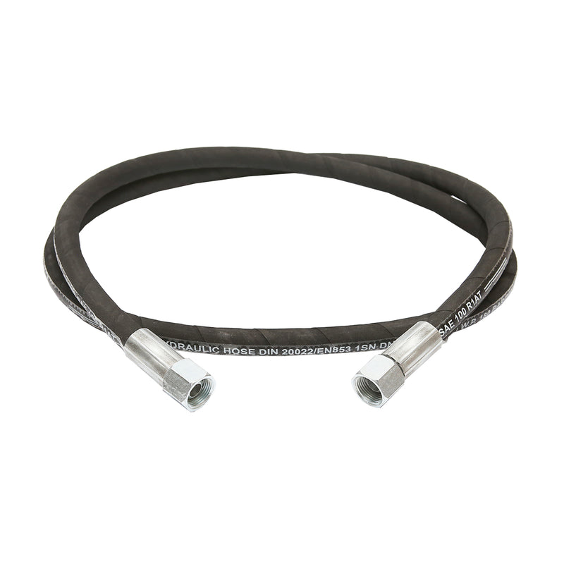 Tubo flessibile idraulico ad alta pressione 2SN DN10, pressato con raccordi fissi, lunghezza 1800 mm, con raccordo riduttore M20×20.