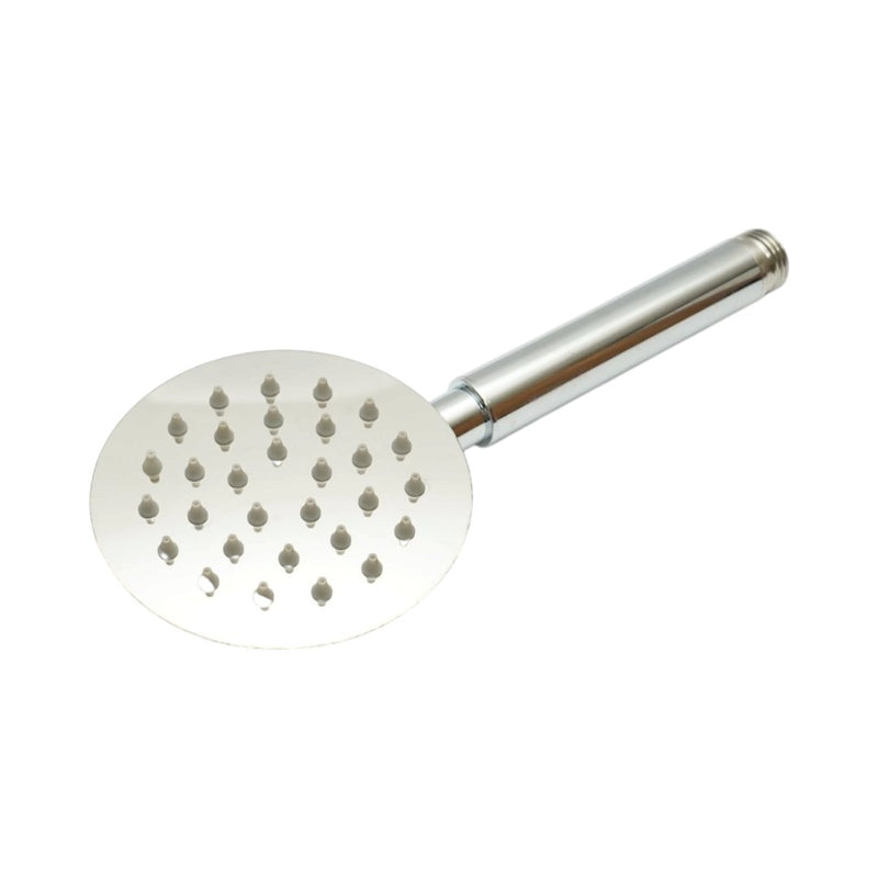 Soffione doccia rotondo, 1 funzione di getto (effetto pioggia), ugelli in silicone, finitura cromo lucido, acciaio inox, 100x225 mm