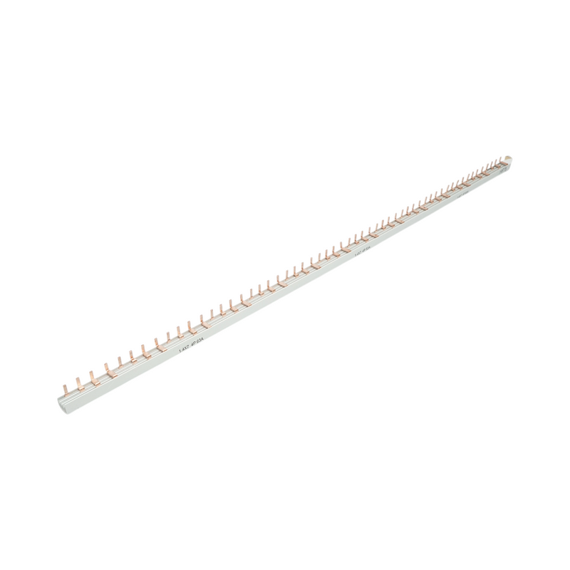 Barra di distribuzione trifase Longroad (tipo a pettine), 1 m, 4P, 63 A, 1,4x7 mm, per alimentazione interruttori.
