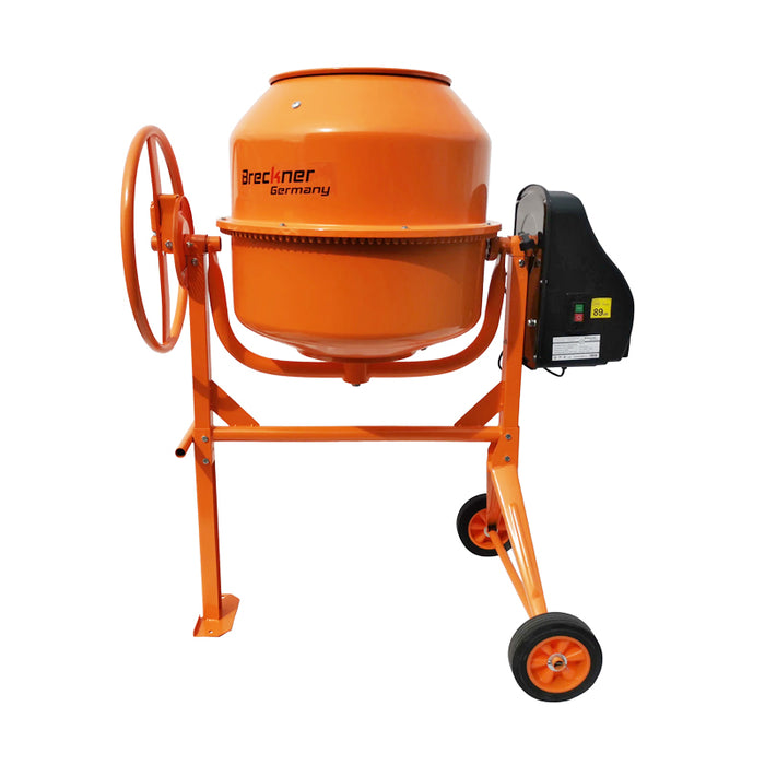 Betoniera 800W, volume 180L, pignone e corona in ghisa, 61Kg, Betoniera Elettrica 180 Litri 800 Watt Impastatrice Miscelatore Cemento Breckner Germany