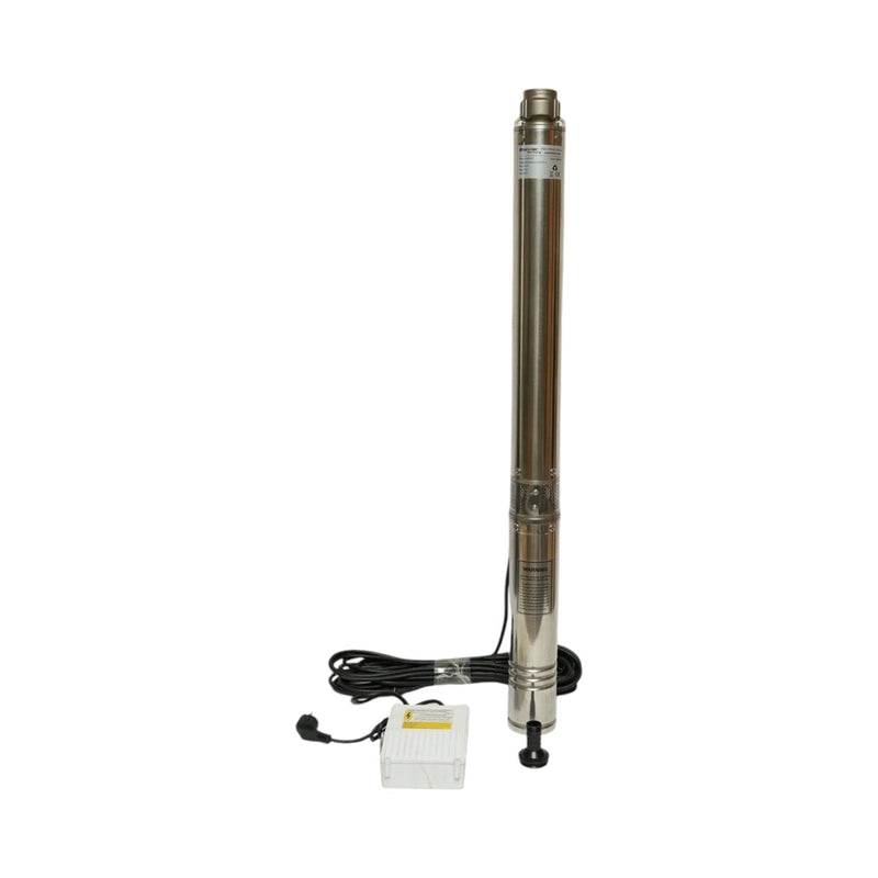 Pompa sommersa per acqua in acciaio inox, 2,2 kW, 220 V, Ø100 mm, portata 6 m³/h, prevalenza 105 m, 15 giranti in ceramica, raffreddamento a olio, quadro di controllo K90QJD2-105/15-2.2 Breckner Germany