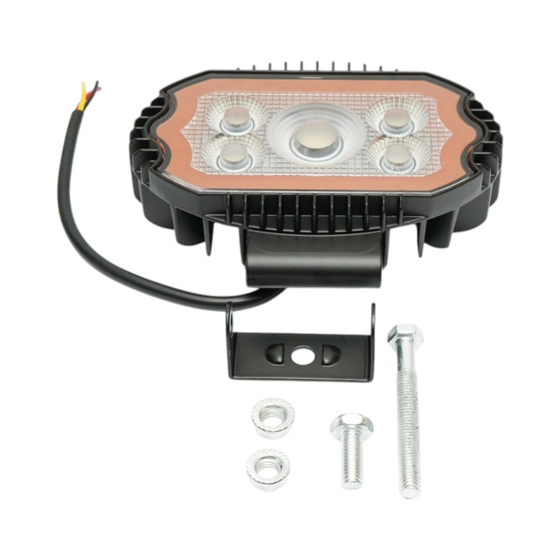 Faro da lavoro a LED ovale con DRL, 17 W, 9-36 V, 47 LED, bianco/giallo, corpo in alluminio 141x106x38 mm, IP67 Breckner Germany