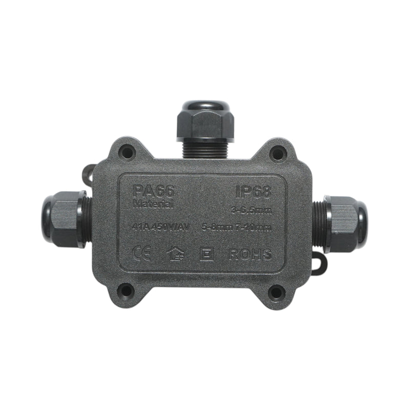 Scatola di derivazione stagna con pressacavi, 41 A 450 V CA, 3 ingressi (3–10 mm), IP68, Longroad