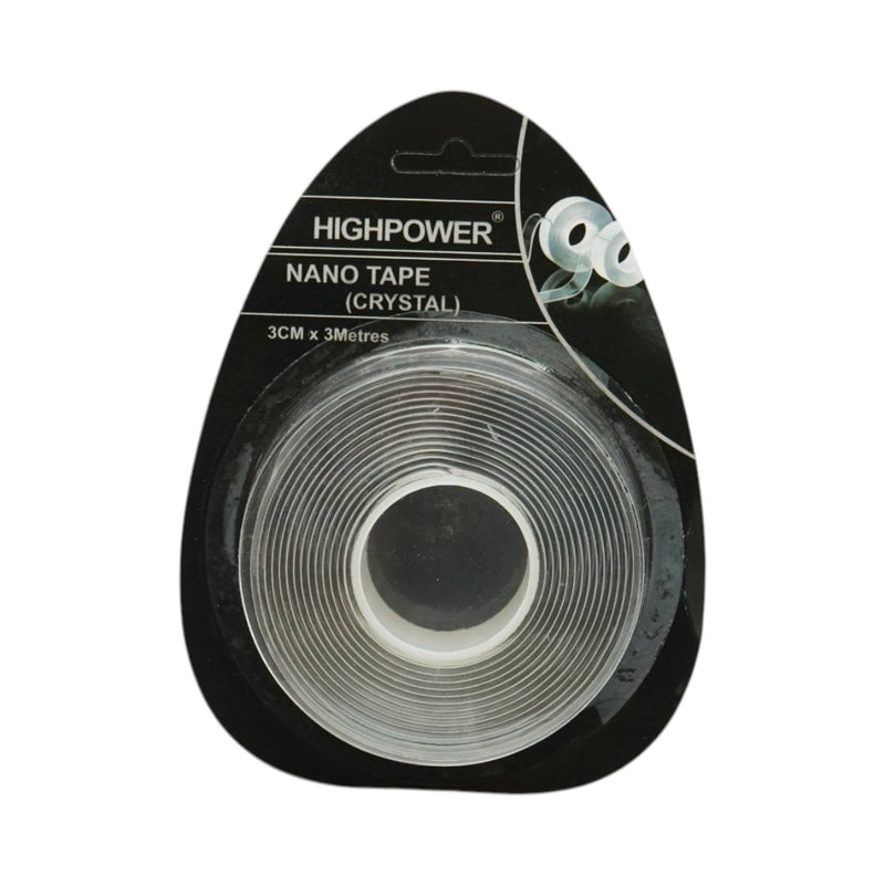 Nastro biadesivo nano trasparente Crystal HighPower, riutilizzabile, 30 mm x 3 m