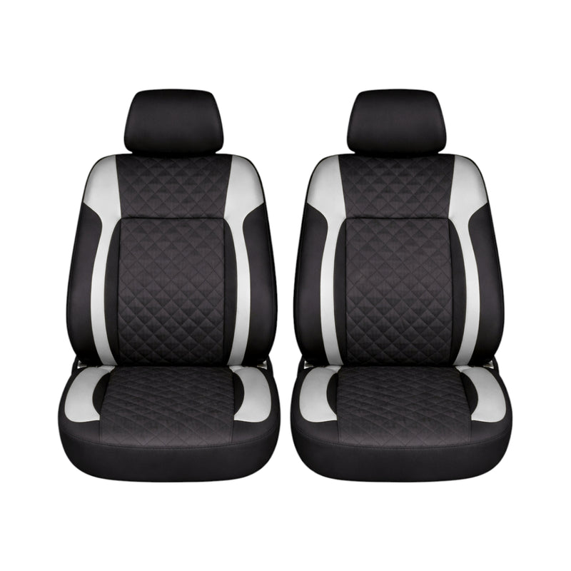 Set coprisedili auto universali Diamond nero-grigio, pelle ecologica trapuntata 9 pezzi
