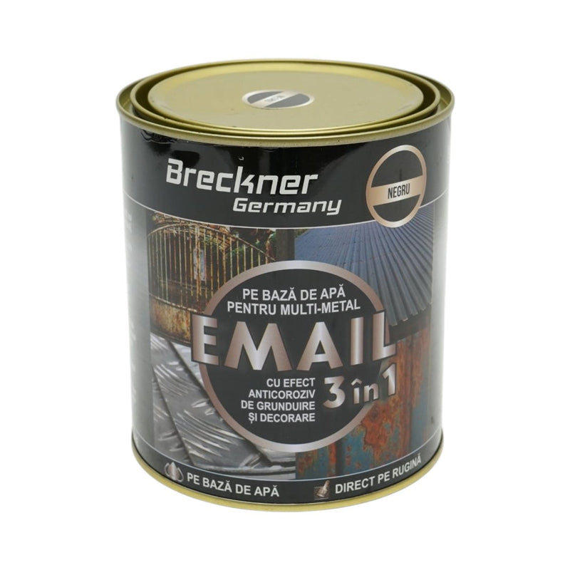 Smalto anticorrosivo nero 3 in 1 a base d'acqua per metallo (750 g), applicabile direttamente sulla ruggine  Breckner Germany