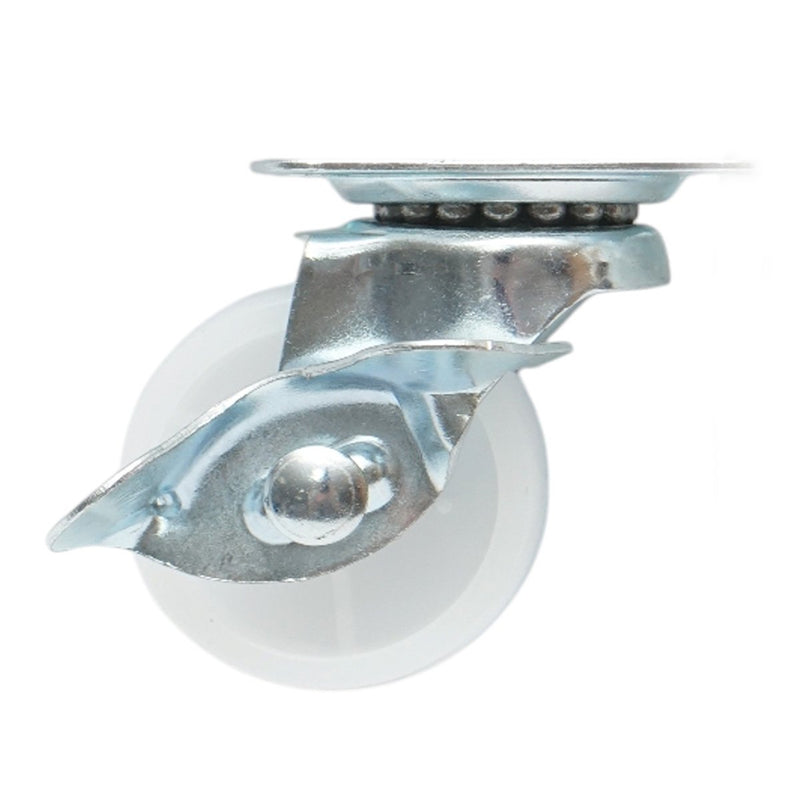 Ruota pivottante con freno, 40x17 mm, polipropilene bianco, piastra in acciaio 45x38 mm, portata 20 kg