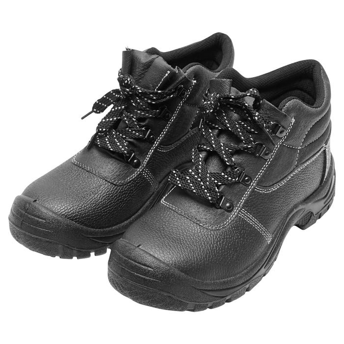 Scarpe di protezione taglia 46 con suola in acciaio e inserto in talpa di metallo.