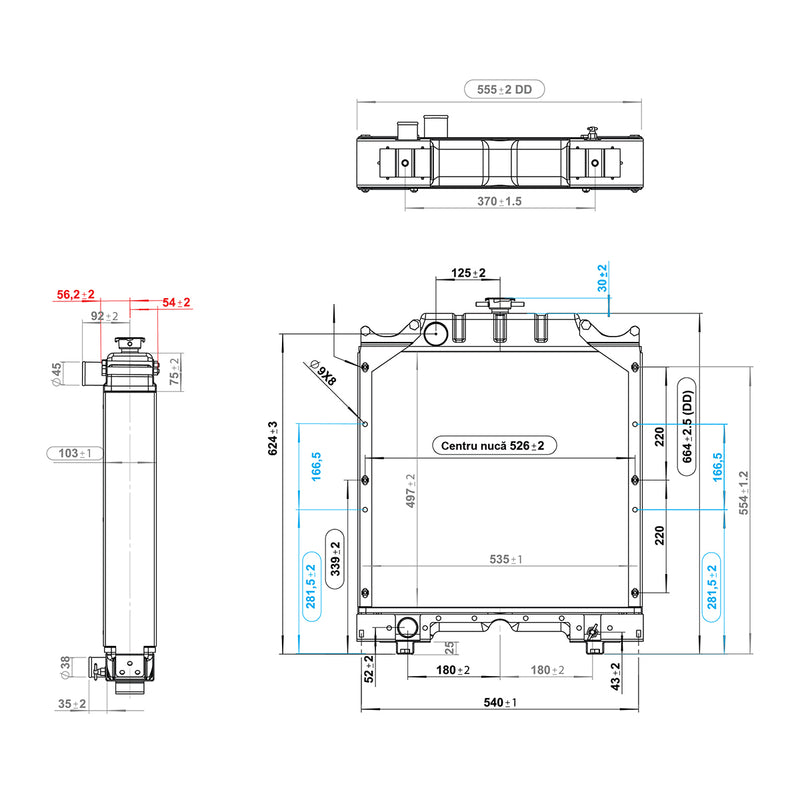 Radiatore raffreddamento ad acqua a 3 ranghi di celle per Fiat serie 55, 90, A, CS codice OEM 5143883, 5143884, 5167365, 4997175, 4997298, 5104143, 150-40 Breckner Germany