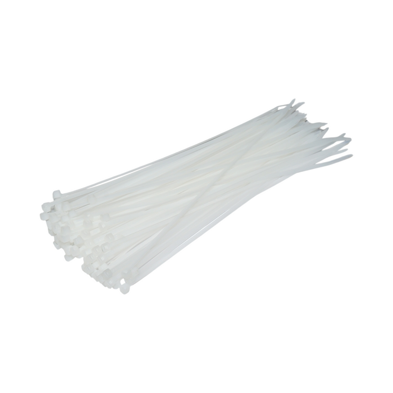 Fascetta in plastica bianca 3,6x250 mm, confezione da 100 pezzi (Longroad)