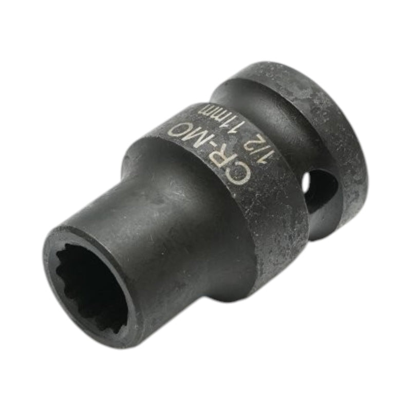 Bussola a impatto bi-esagonale da 11 mm, lunghezza 38 mm, attacco quadro da 1/2", acciaio Cr-Mo Breckner Germany