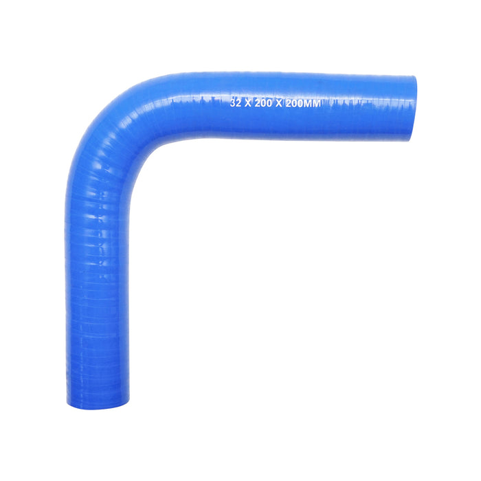 Tubo curvato in silicone a 90 gradi con inserto in tessuto, dimensioni 32x200x200 mm