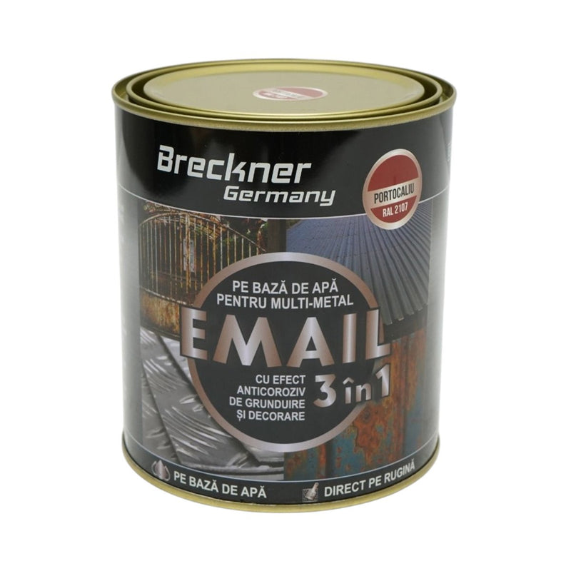 Smalto anticorrosivo 3-in-1 Amazone, arancione (2107), 750 g, per metallo, applicabile direttamente sulla ruggine, a base d'acqua. Breckner Germany