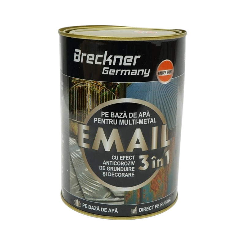 Smalto anticorrosivo 3 in 1 per metalli, Giallo Sport, 2 kg, a base acqua, applicazione diretta sulla ruggine Breckner Germany