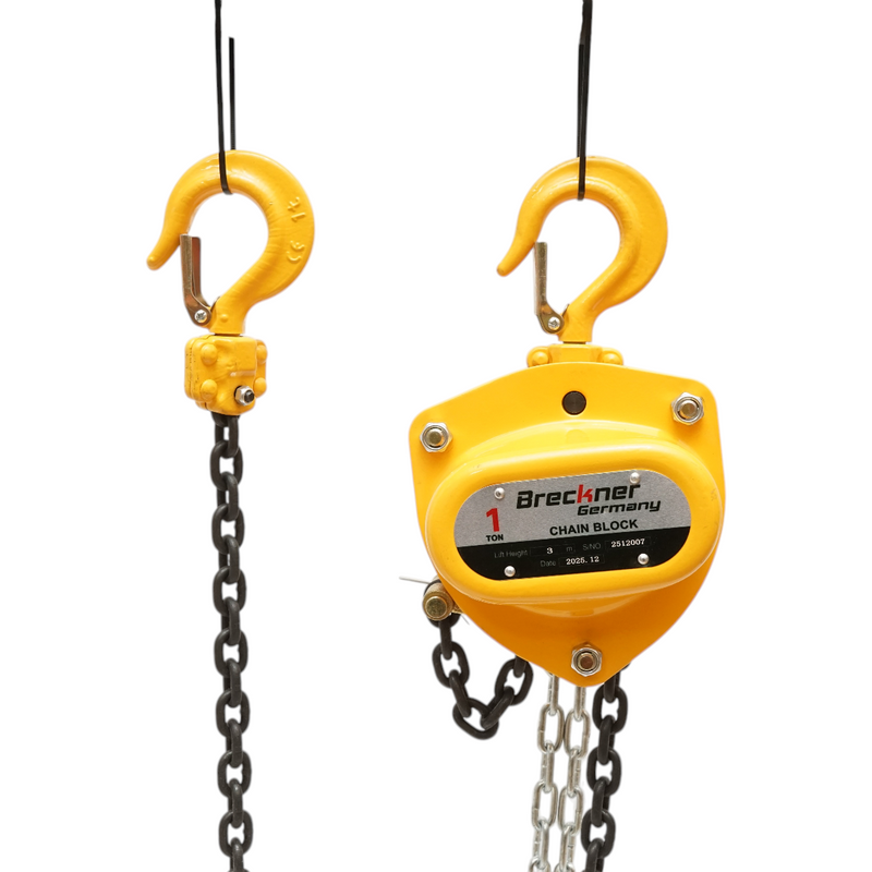 Paranco manuale a catena da 3 m, portata massima 1000 kg, gancio di sicurezza da 1 t Breckner Germany