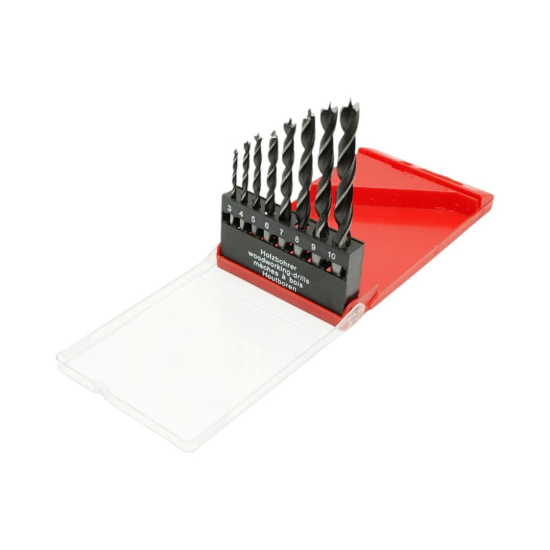 Set di 5 punte elicoidali per legno in acciaio HCS (3–10 mm) con attacco cilindrico Breckner Germany