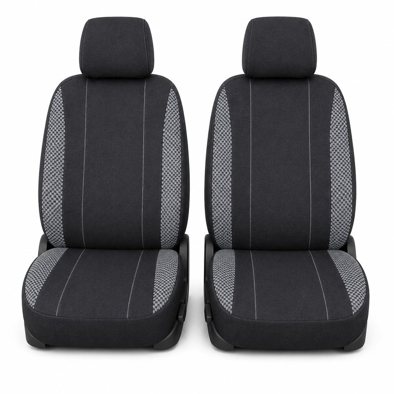 Set coprisedili universali per auto nero-grigio, materiale tessile 8 pezzi