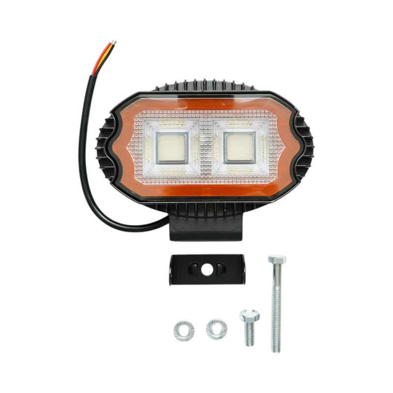 Faro da lavoro a LED ovale con DRL, 17 W, 9-36 V, 54 LED, bianco/giallo, corpo in alluminio, 141x106x38 mm, IP67 Breckner Germany