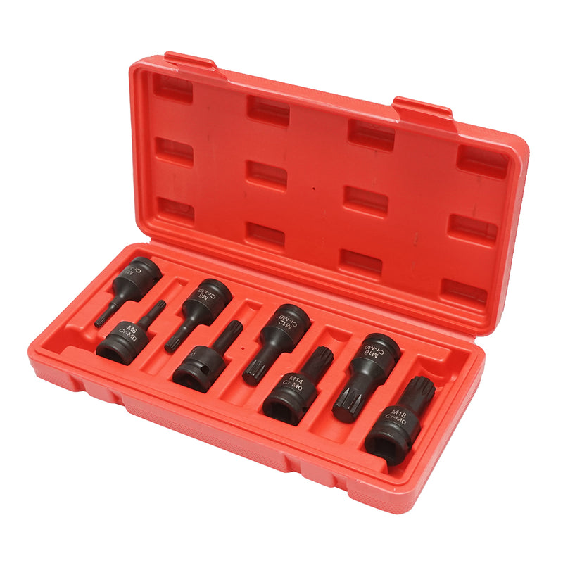 Set di chiavi a bussola a impatto scanalate M5-M18, 1/2 pollice quadrato, 16 pezzi