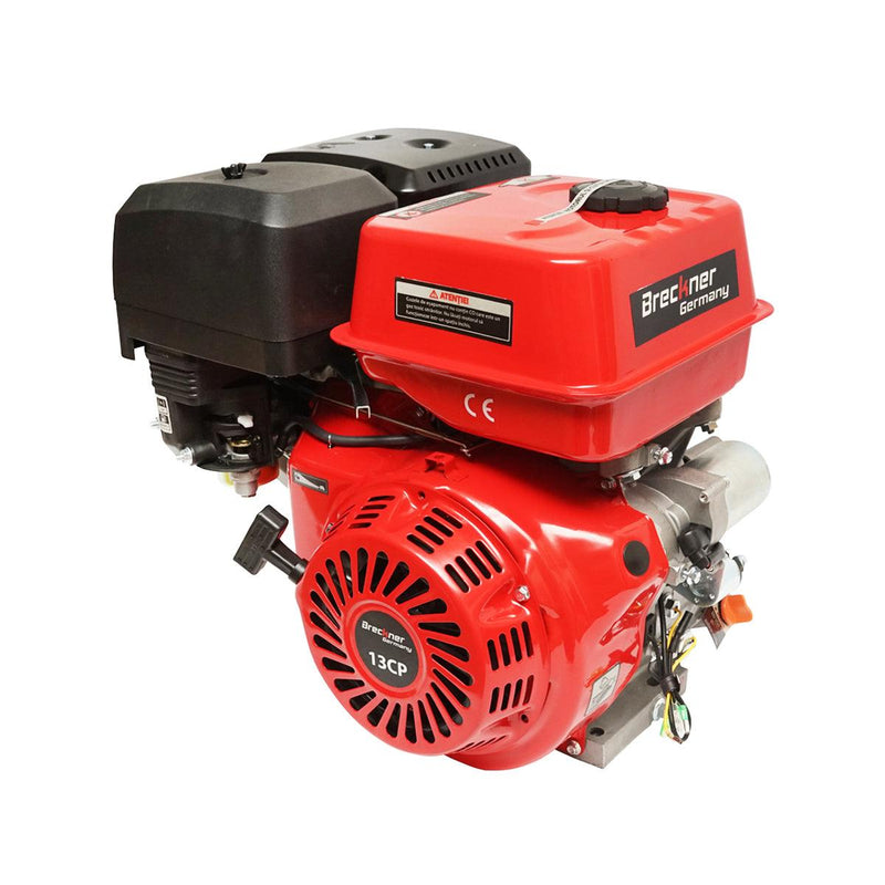 Motore a Scoppio 13 CV, Motore a Benzina 4 Tempi 389cc con Albero cilindrico scanalato Ø 25 mm e, Avviamento Elettrico e Avviamento Strappo Breckner Germany