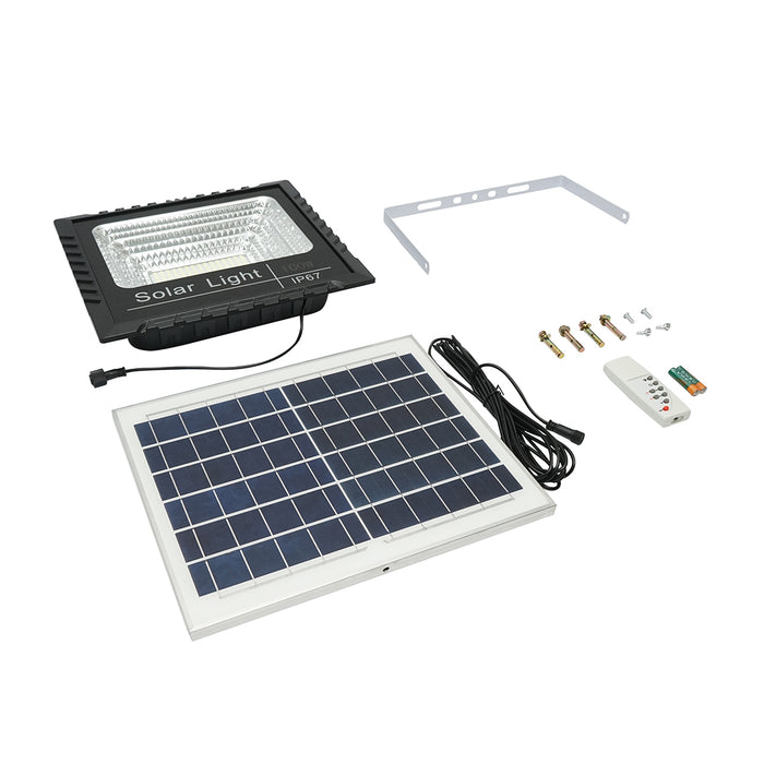 Proiettore led 100W con pannello solare 15W, batteria 1800mAh e telecomando IP67