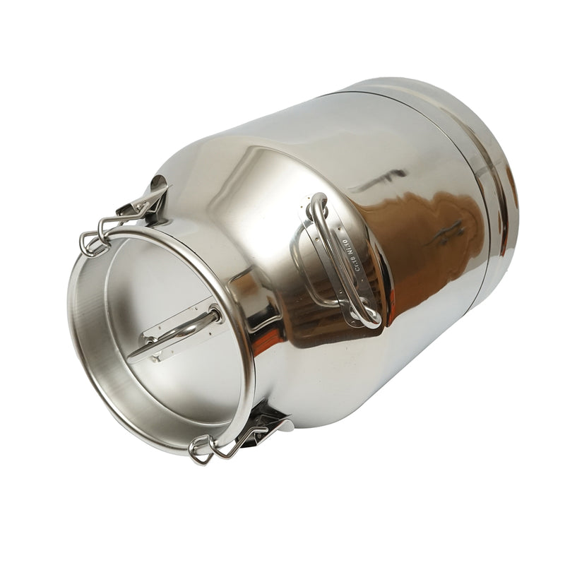 Bidone del latte in acciaio inox da 30 litri con coperchio per mungitrice Breckner Germany