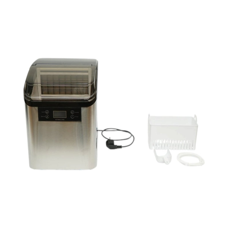 Macchina per ghiaccio a cubetti in acciaio inox 20 kg/24h, serbatoio acqua 2,5 l, cestello di raccolta 1,2 kg, autopulente, display digitale