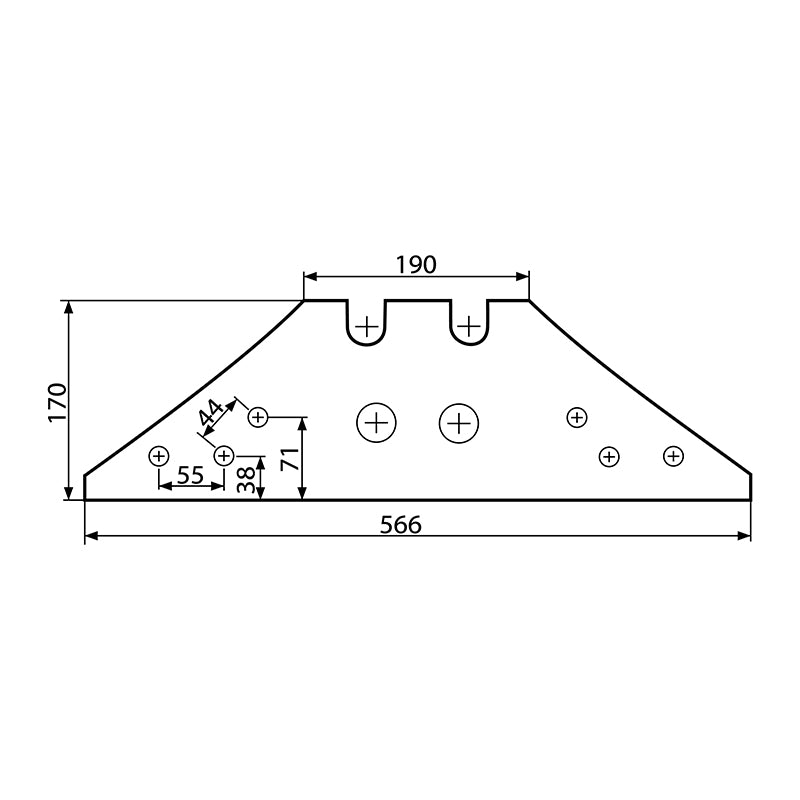Piastra corta 73608 Kverneland 170x566 mm